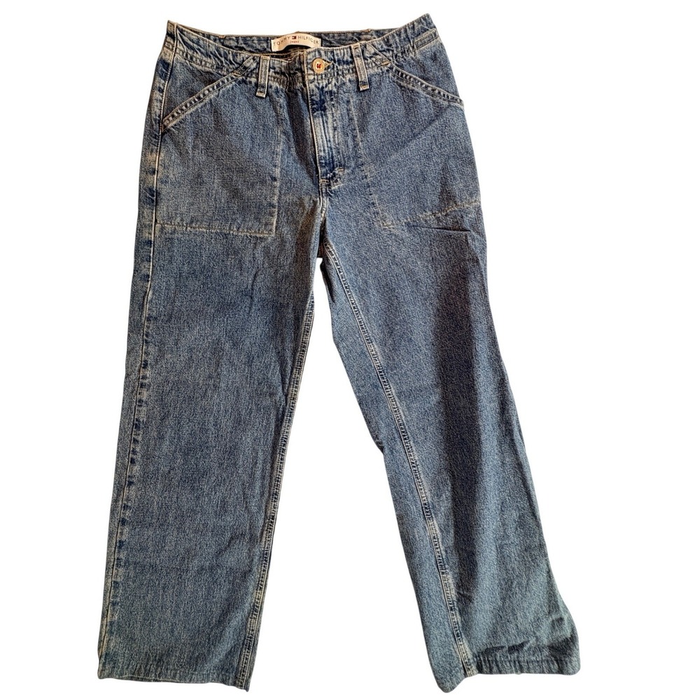 Tommy‎ Hilfiger Fatigue Jeans Womens 6 Blue Wide Leg High Waisted Vintage Denim